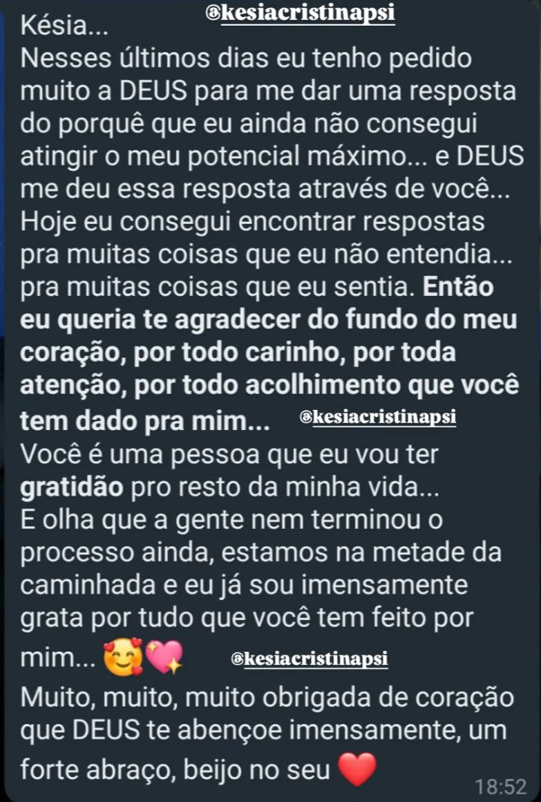 Mensagem de agradecimento pelo acolhimento e pela atenção durante o acompanhamento.